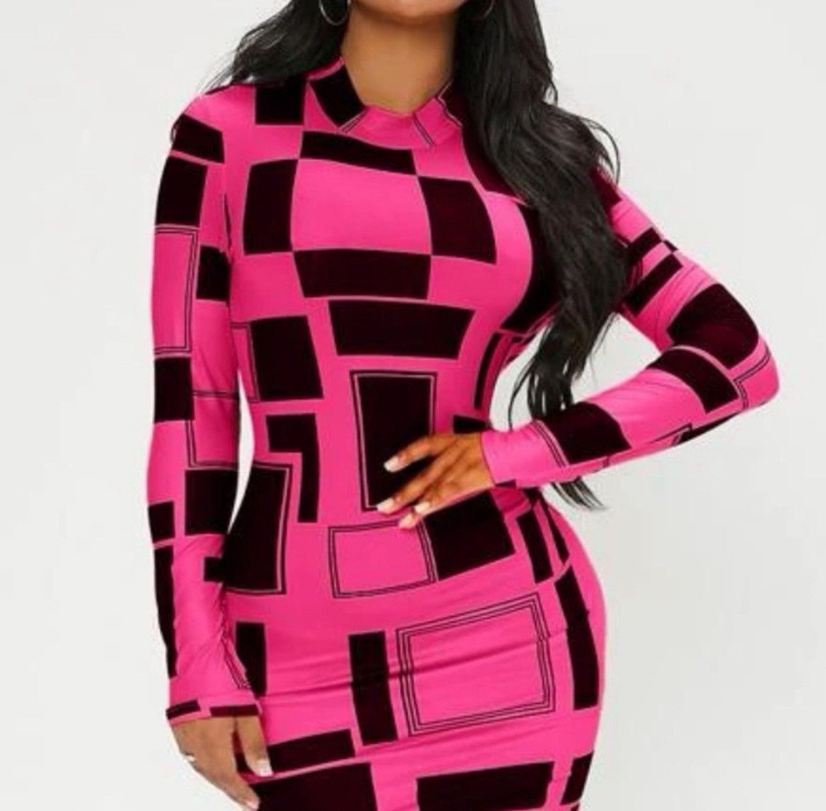 Designer × Other NWT, Lavishly Paris Women’s Vibrant Pink Geo Print Bodycon Size M / US 6-8 / IT 42-44 - 6 Thumbnail