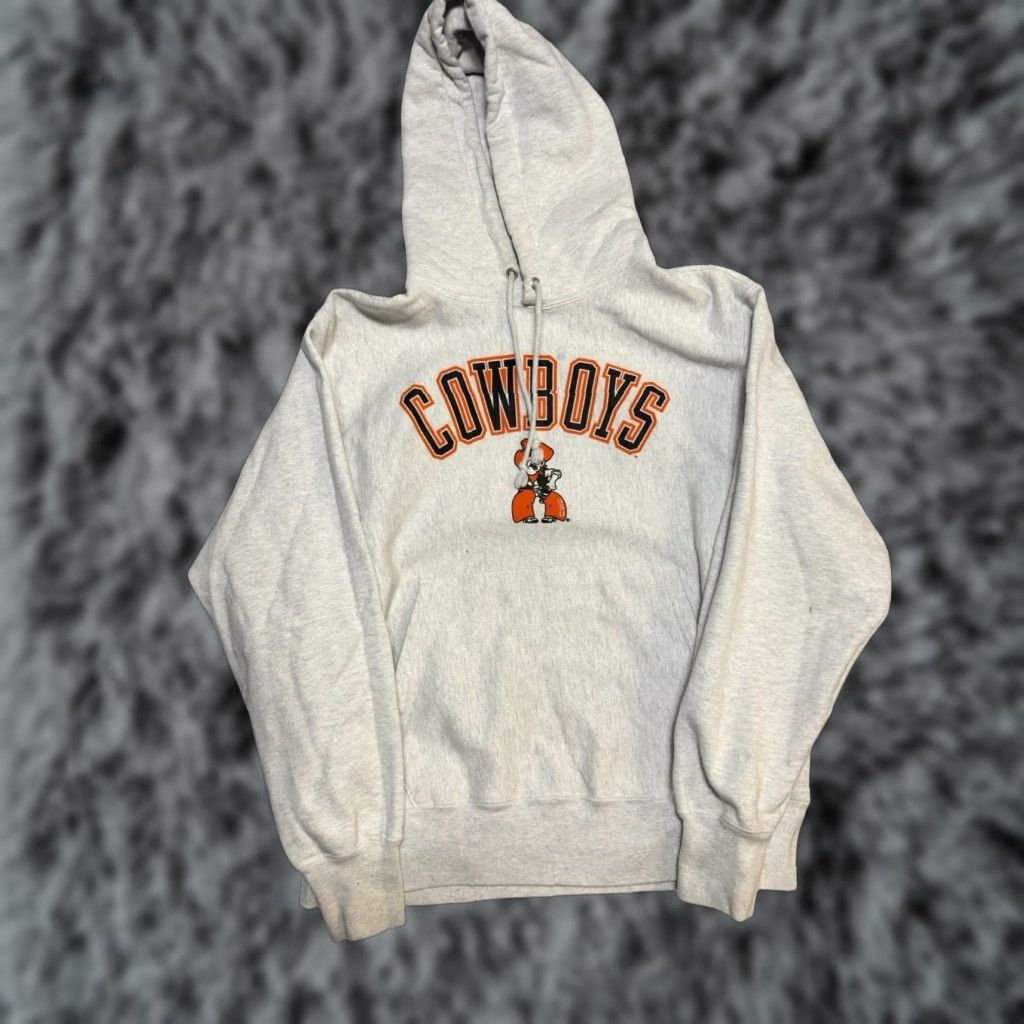 VINTAGE Champion Reverse Weave Hoodie OSU Oklahoma State, Gray