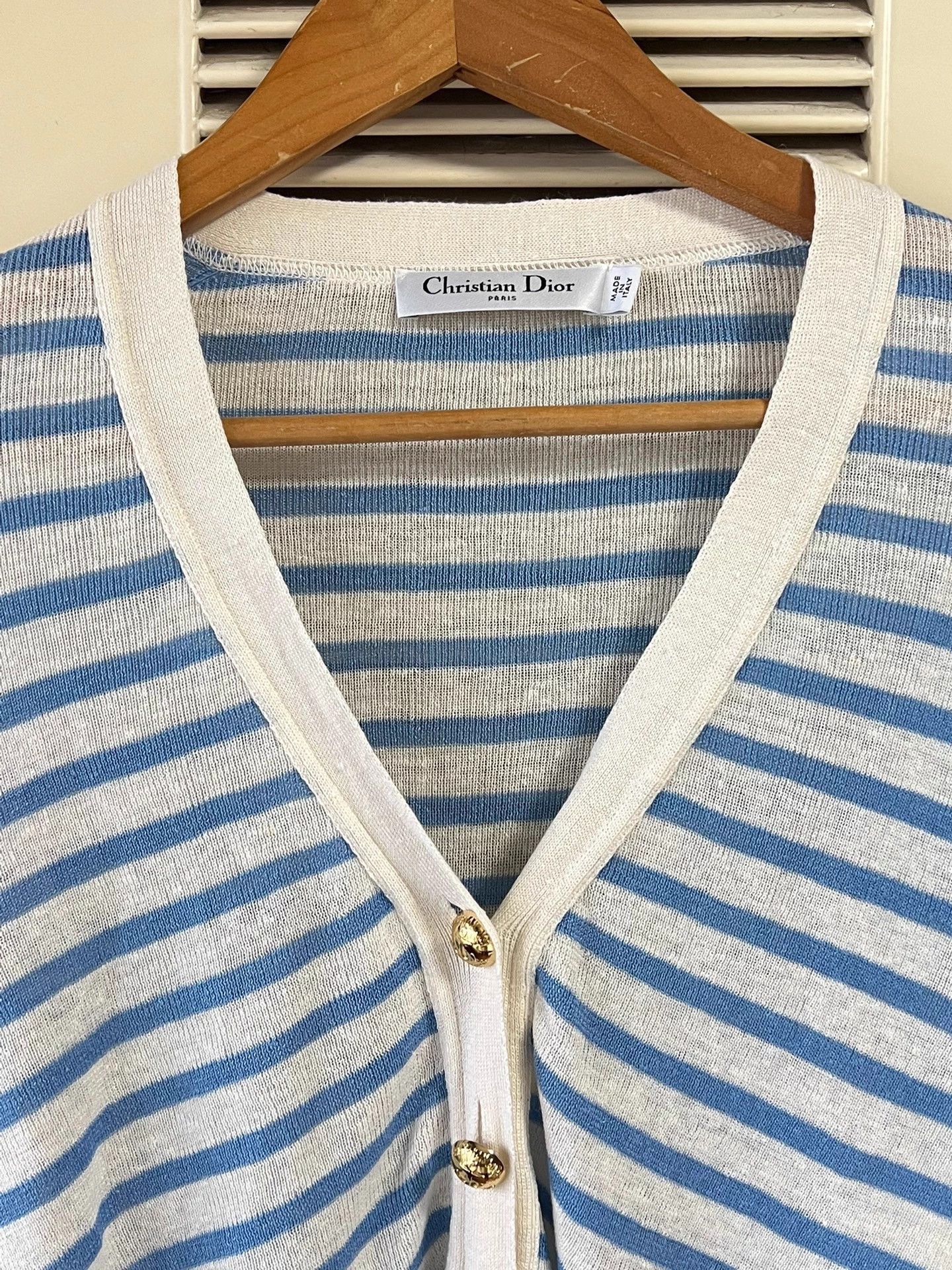 Dior Dior Blue & White Stripe Knit Cardigan 36 Like New Size S / US 4 / IT 40 - 3 Thumbnail
