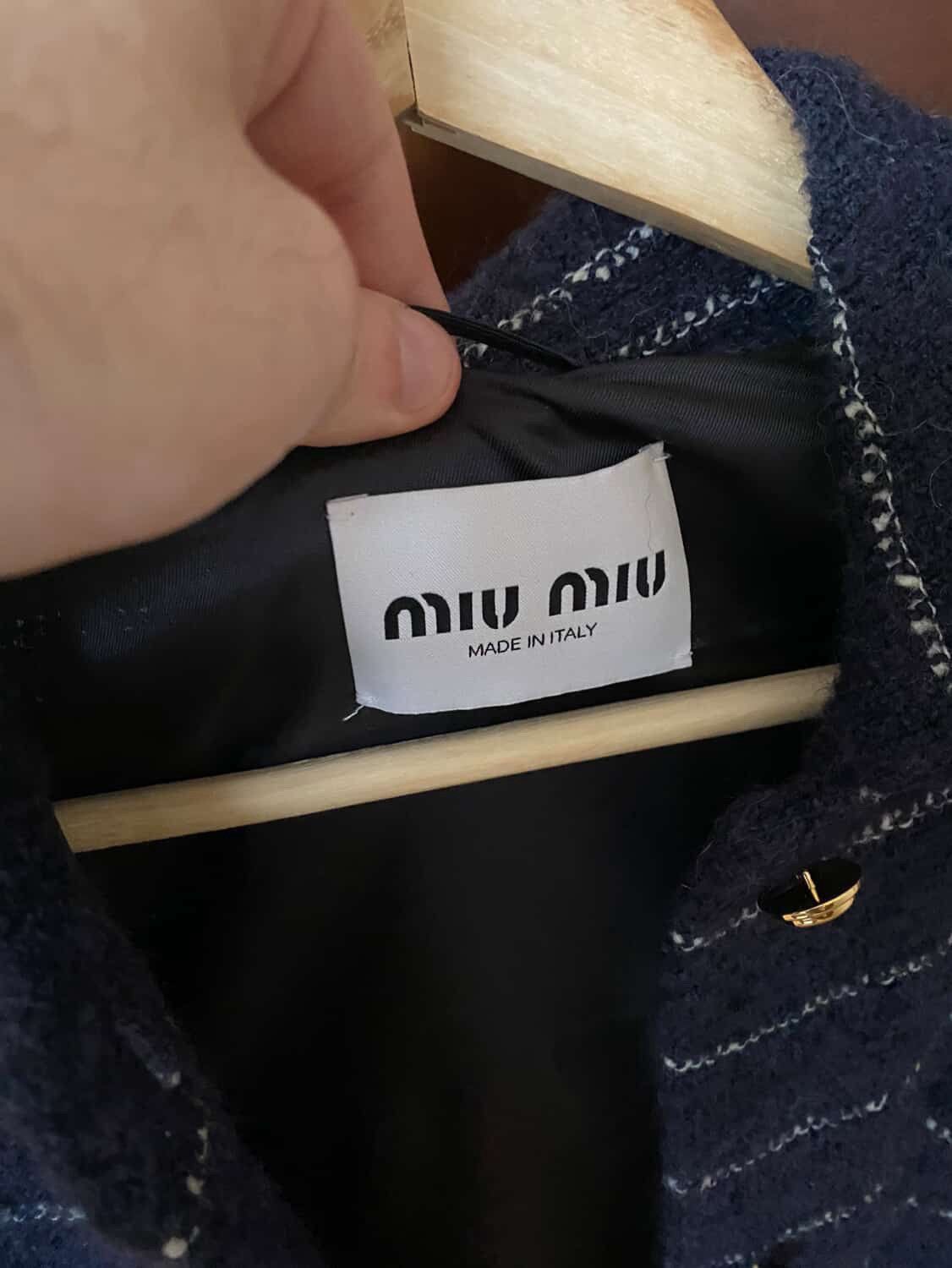 Miu Miu Miu Miu Striped Wool-Blend Bouclé Jacket in Blue Size US S / EU 44-46 / 1 - 6 Thumbnail