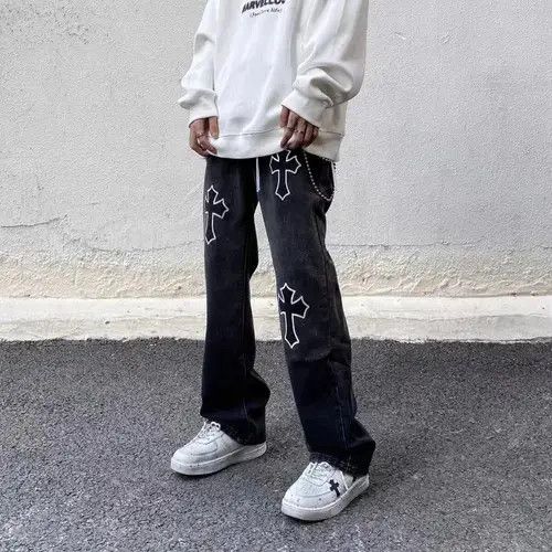 Japanese Brand Street hip hop cross print jeans Size US 32 / EU 48 - 2 Thumbnail
