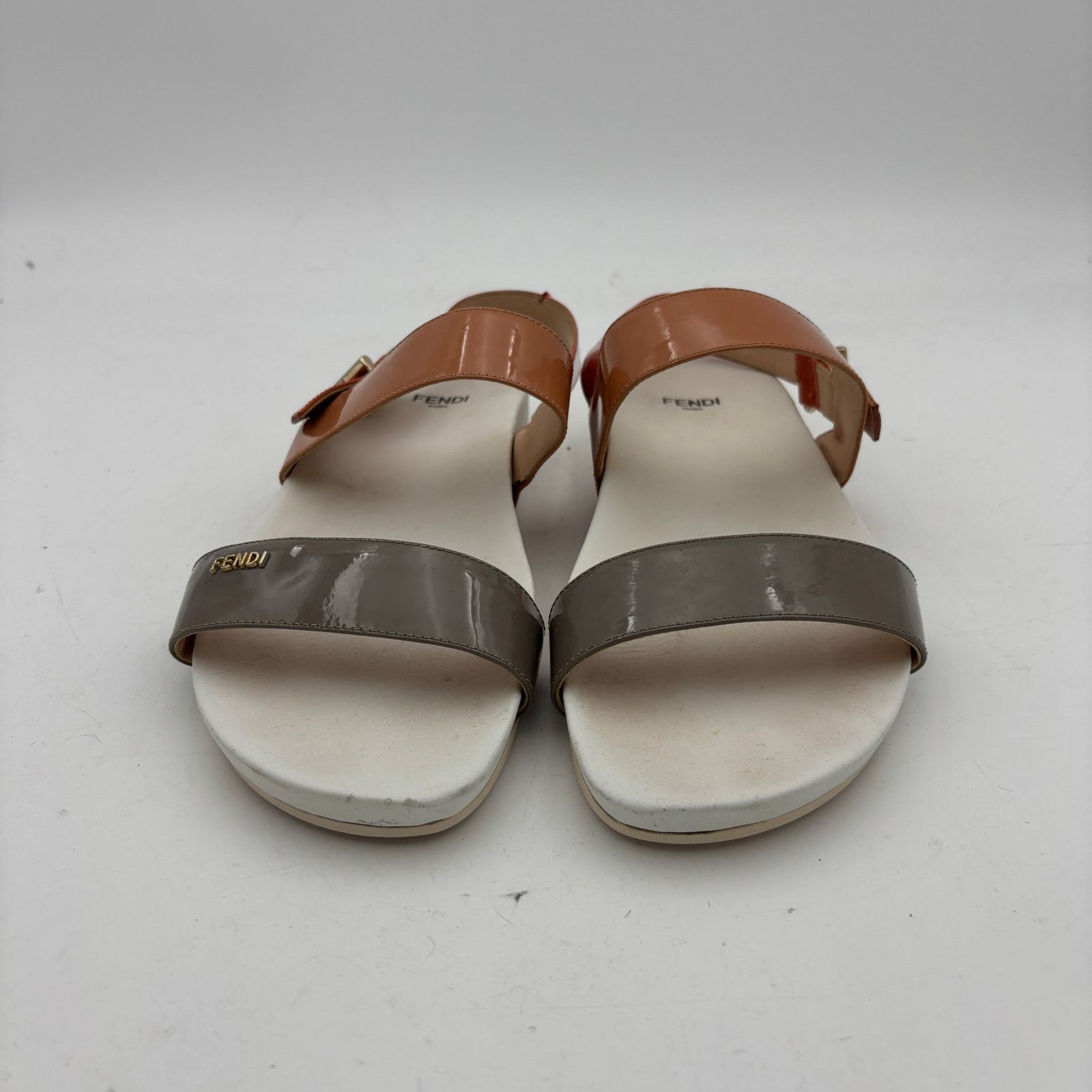 Fendi Fendi Multicolor Patent Leather Slingback Flat Sandals Size US 9 / IT 39 - 2 Thumbnail
