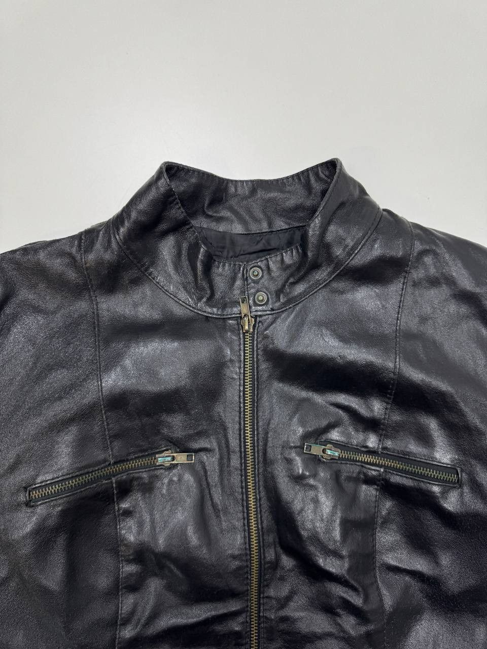Vera Pelle Vintage leather biker jacket for women L Size L / US 10 / IT 46 - 3 Thumbnail