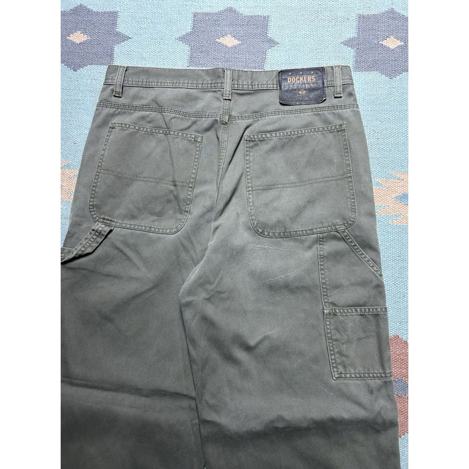 Dockers VINTAGE Dockers Carpenter Pants Wide-Leg Corduroy Workwear 33x32 Mens Green Size US 33 - 3 Thumbnail