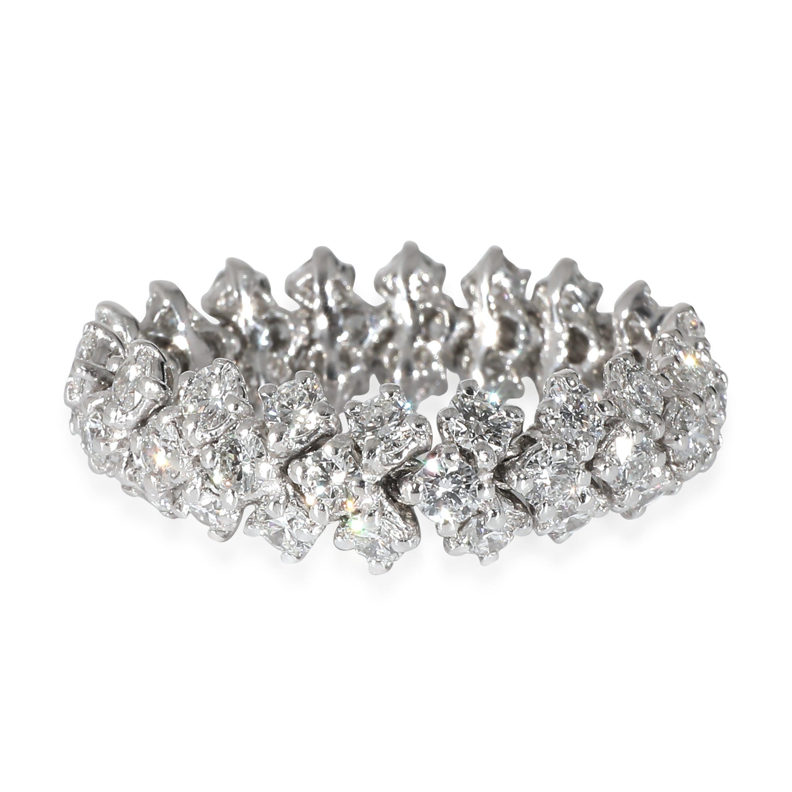 image of Harry Winston Flexible Three Row Diamond Eternity Band In Platinum 2.59 Ctw in Silver, Women's