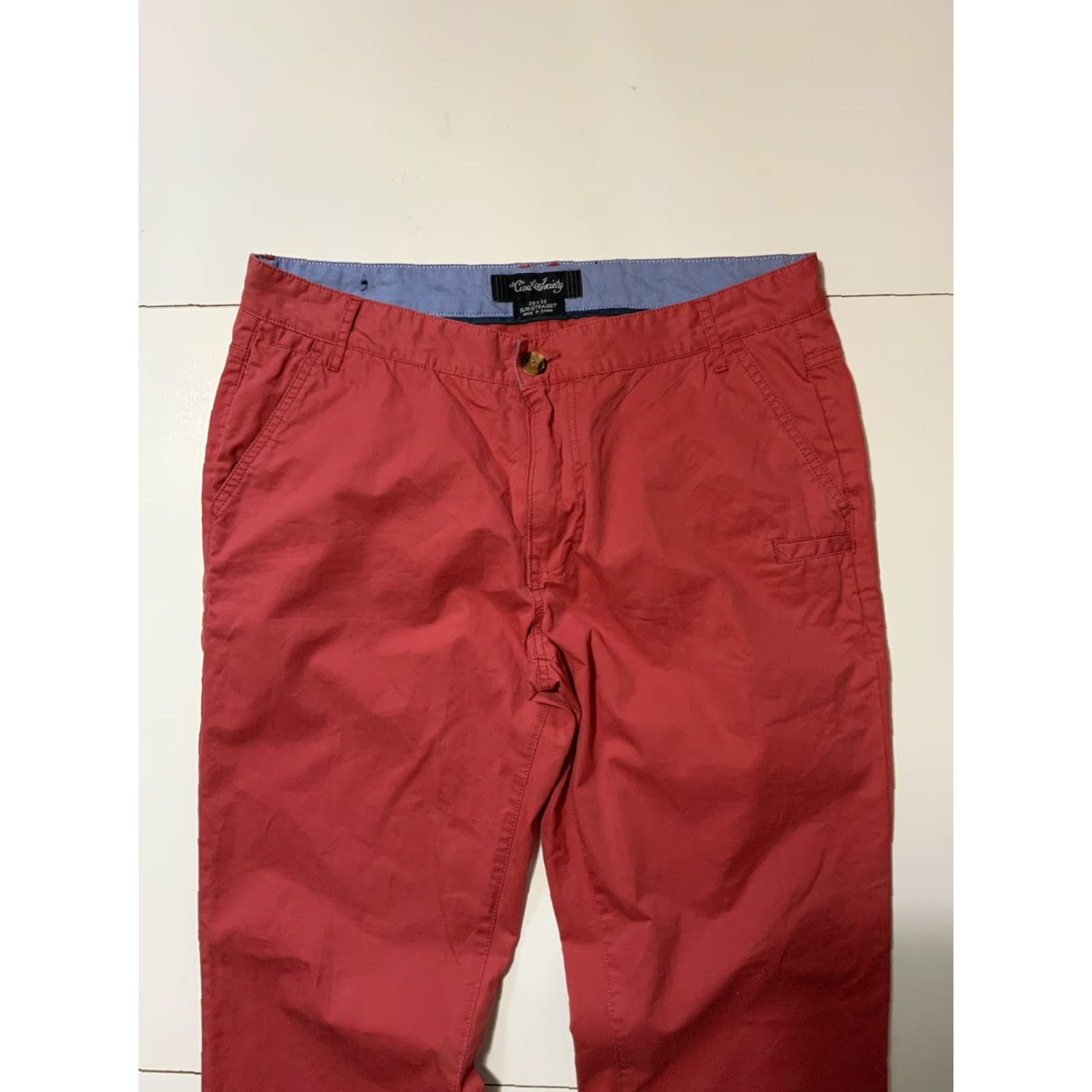 Vintage Civil Society Salmon Coral Pink Slim Straight Chino Flat Front Pants Sz. 36 Size US 36 / EU 52 - 7 Thumbnail