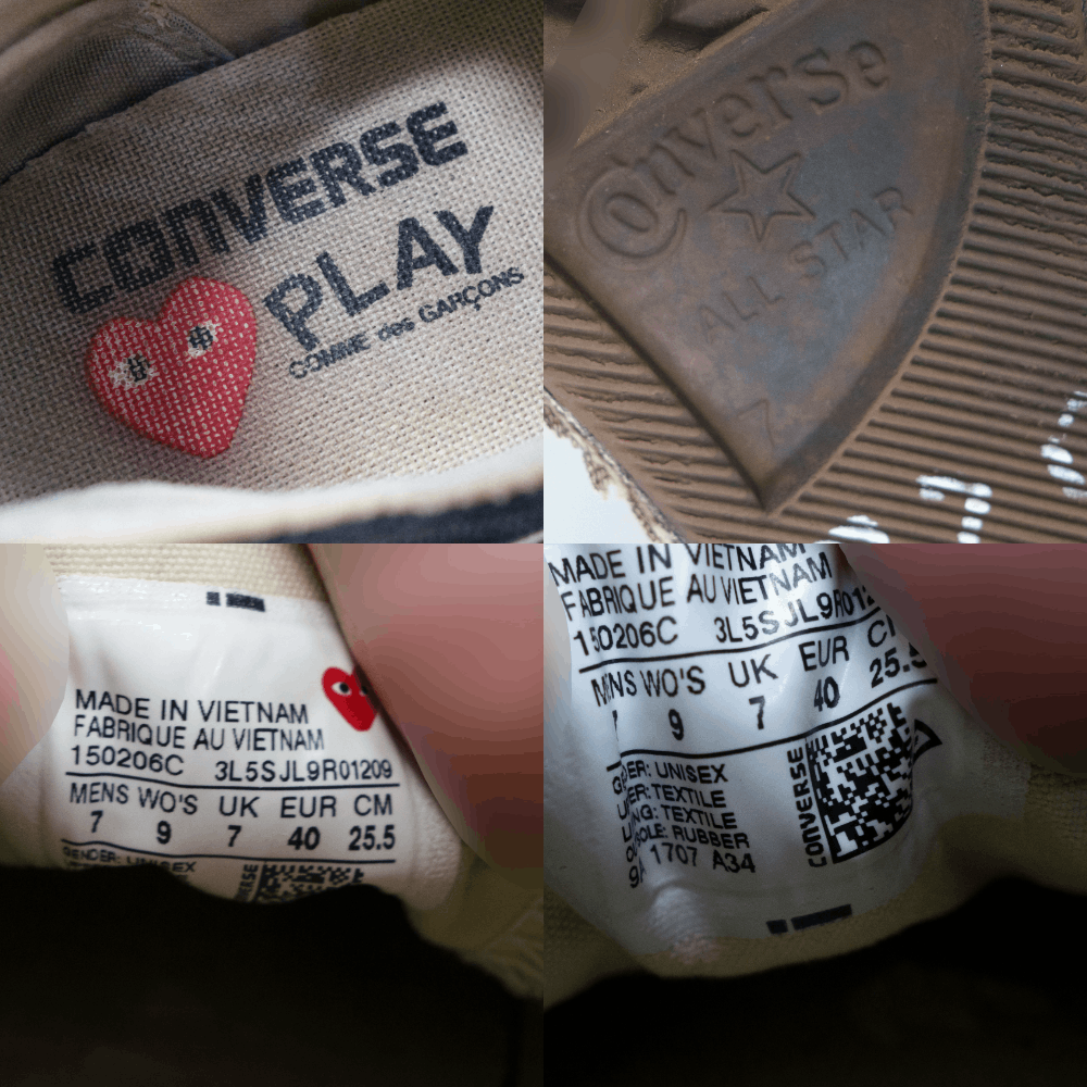 Comme des Garcons PLAY × Converse Logo Thrashed Low Sneakers Size US 7 / EU 40 - 8 Thumbnail