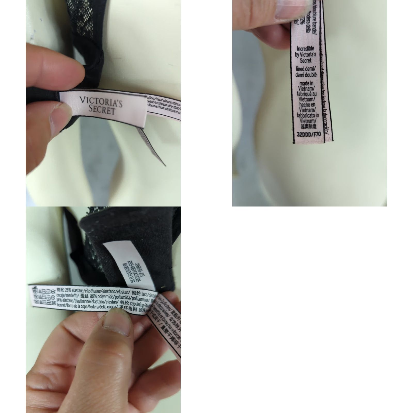 Victoria's Secret Victoria's Secret Bra Demi Underwire 32DDD Black Halter 32 DDD Womens Angel Lined Underwired Bra Size ONE SIZE - 8 Thumbnail