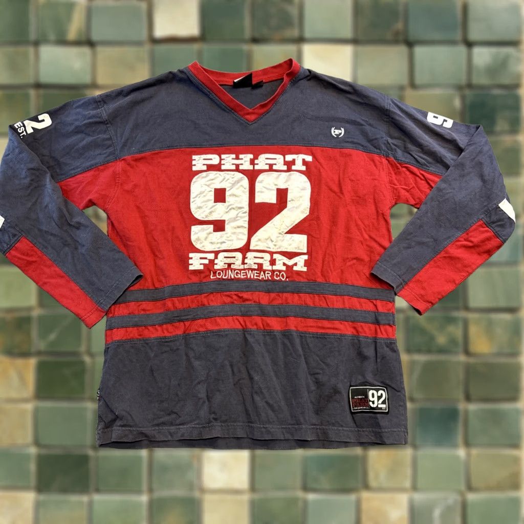 Phat Farm VINTAGE Phat Farm Rugby Style T-Shirt Long Sleeve Embroidered Red Blue Medium Men M Size US M / EU 48-50 / 2 - 1 Thumbnail