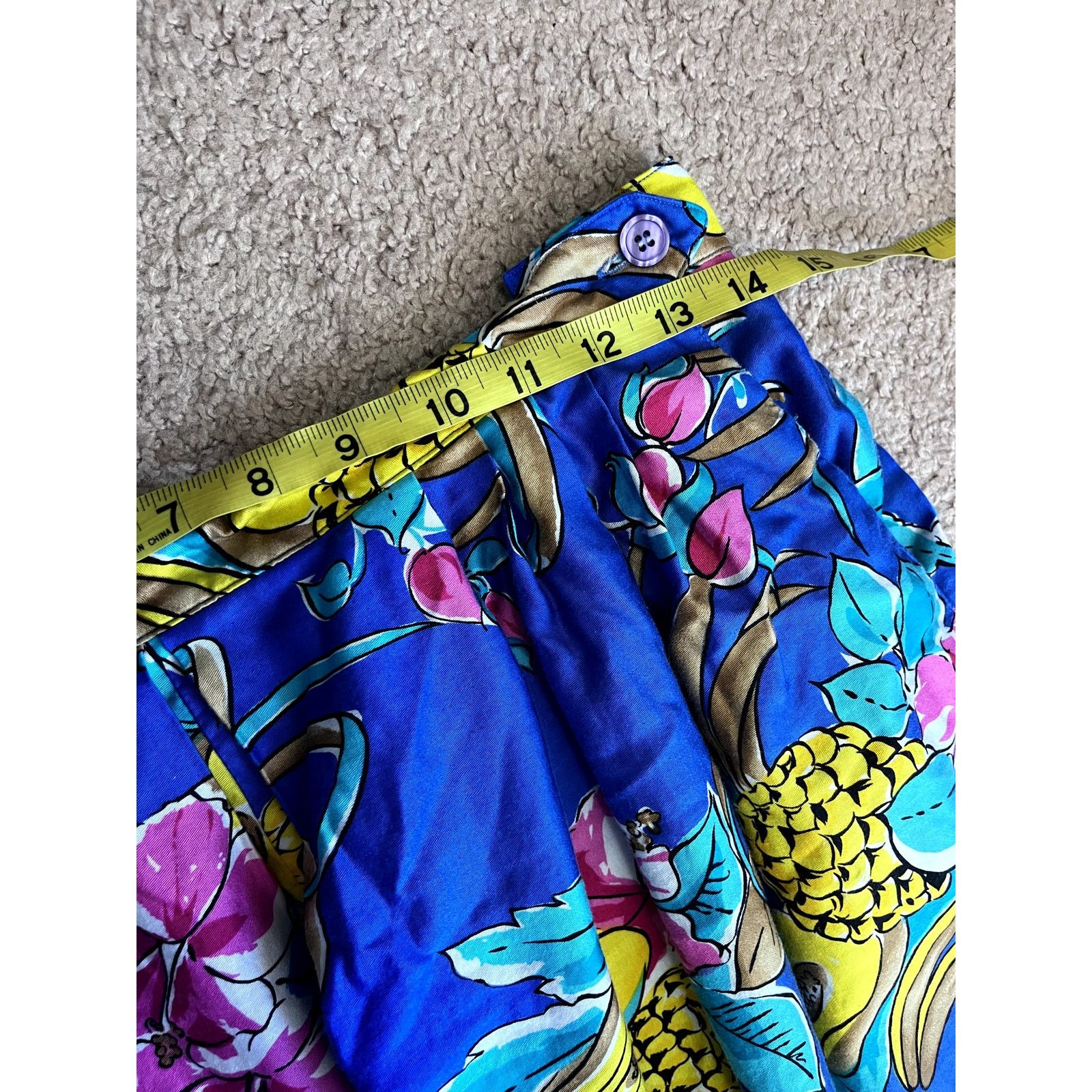 Vintage Vintage Vibrant Paula Saker Pineapple Floral Skirt 10 Size 32" / US 10 / IT 46 - 5 Thumbnail
