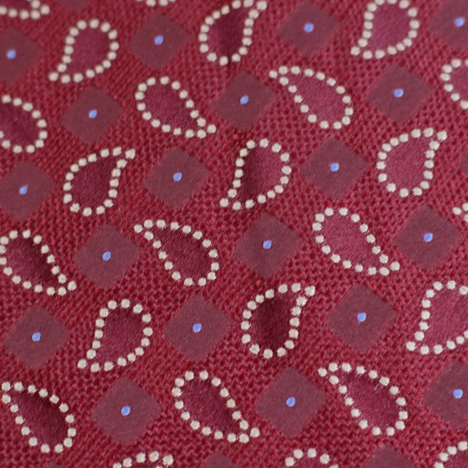 Tasso Elba Tasso Elba Maroon Red Paisley Geometric Woven Wide Silk Tie Size ONE SIZE - 2 Thumbnail