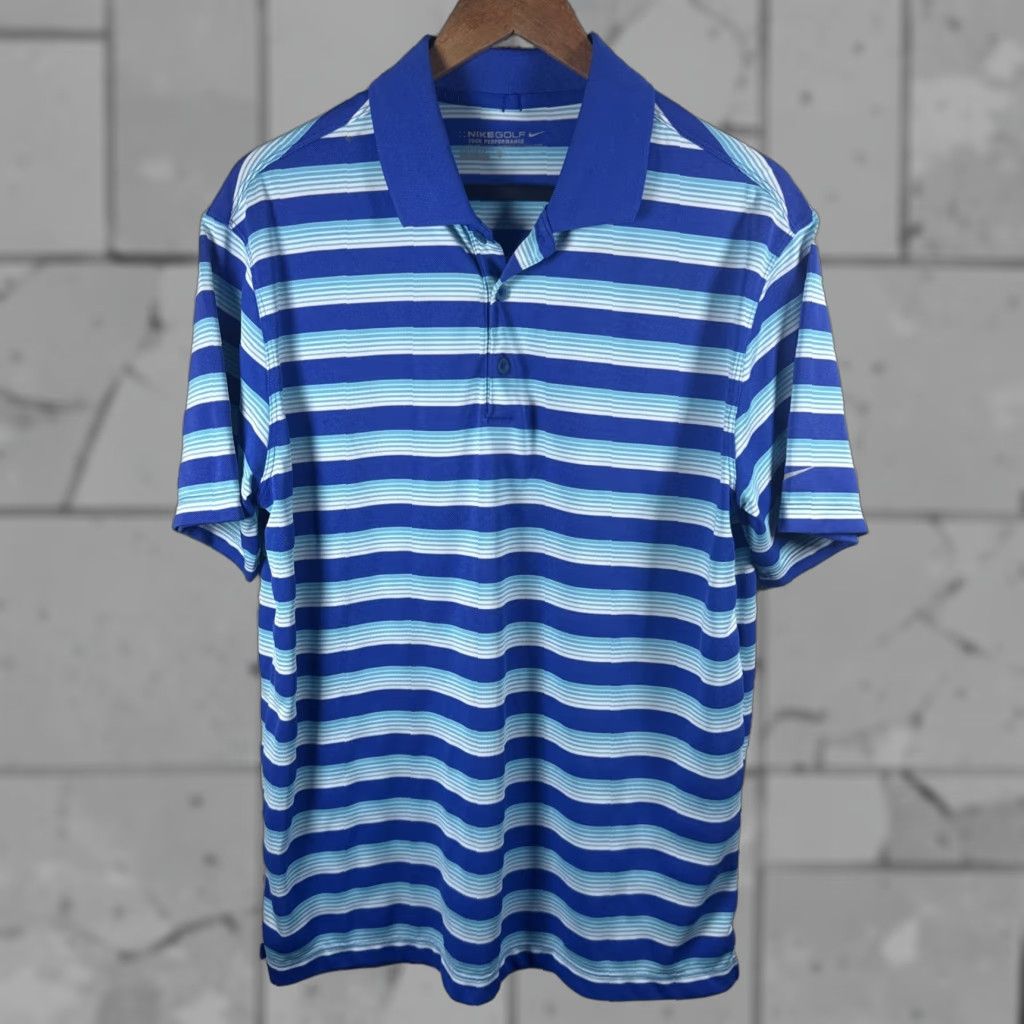 Nike Nike Golf Tour Performance Polo Shirt Mens Size M Blue Striped Size US M / EU 48-50 / 2 - 1 Thumbnail