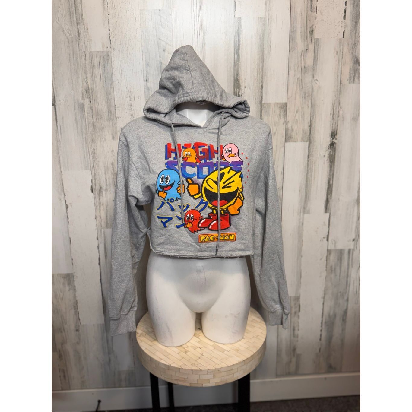 Other Pac-Man Cropped Hoodie | Gray Graphic Sweatshirt Gamer Retro Size M / US 6-8 / IT 42-44 - 3 Thumbnail