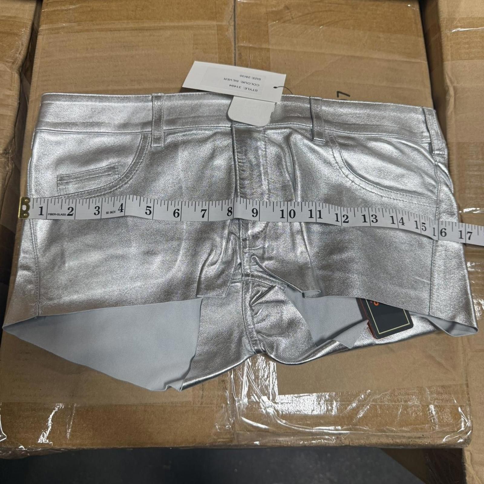Von Dutch Von Dutch Silver Leather Shorts 28/30 | Y2K Style, New Size 30" / US 8 / IT 44 - 4 Thumbnail