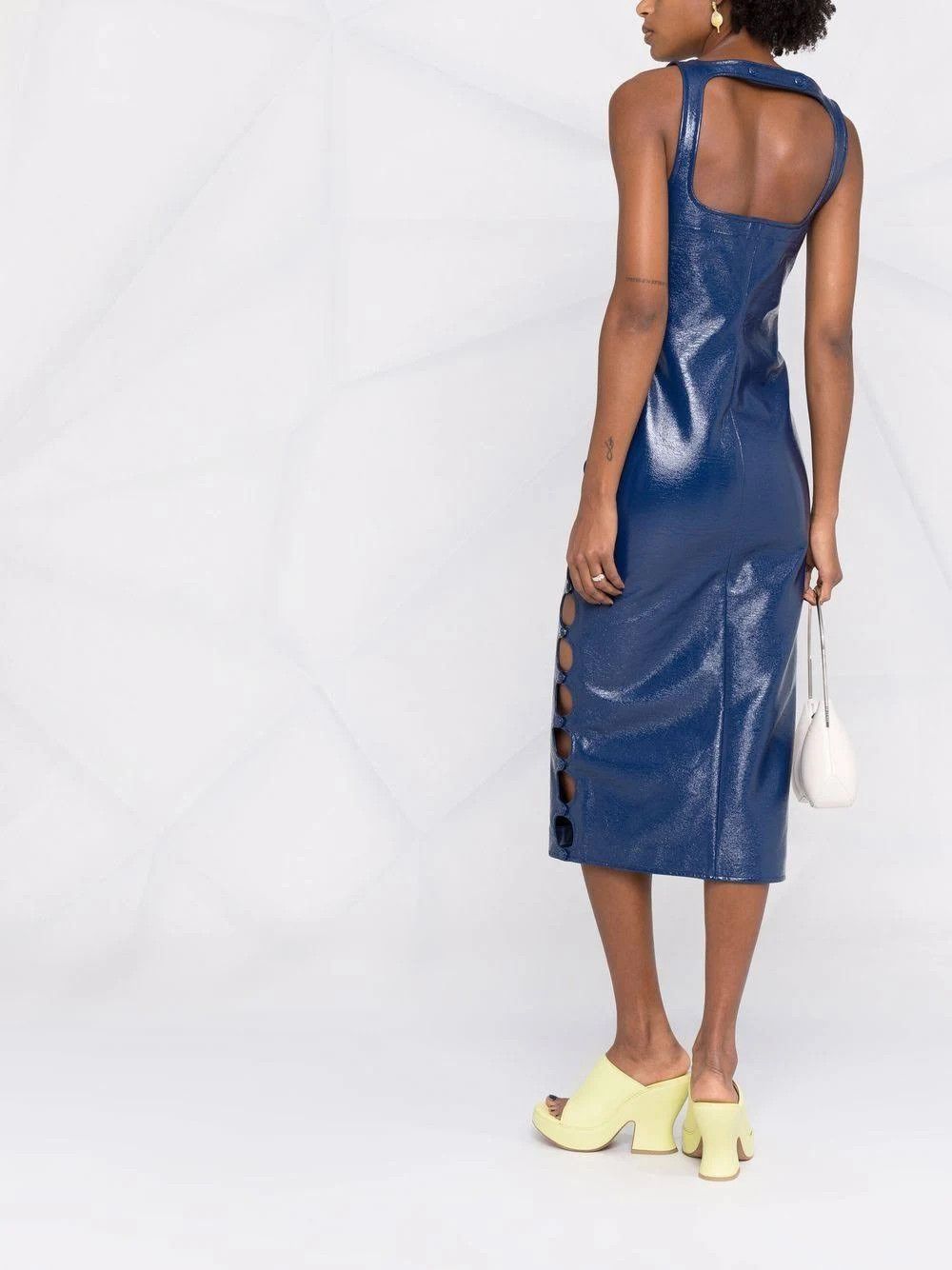 Courreges o1mle0524 Long Pressions Vinyl Dress in Blue Size M / US 6-8 / IT 42-44 - 4 Thumbnail