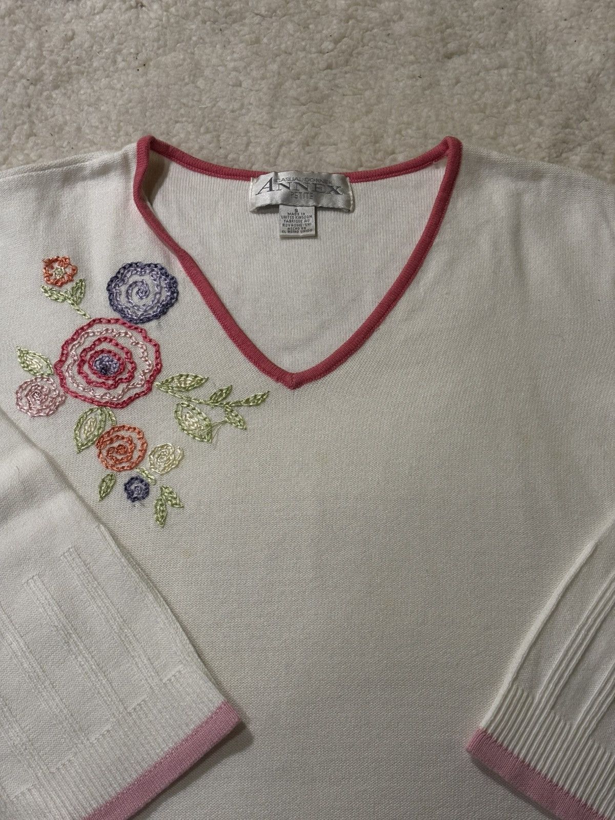 Annex White V-neck Sweater0426 Size S / US 4 / IT 40 - 2 Thumbnail