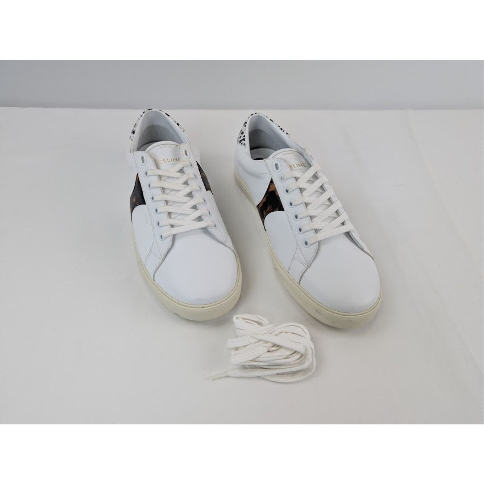 Celine o1rshd1 Smooth Leather Low Top Sneakers in White / Brown Size US 8 / EU 41 - 6 Thumbnail