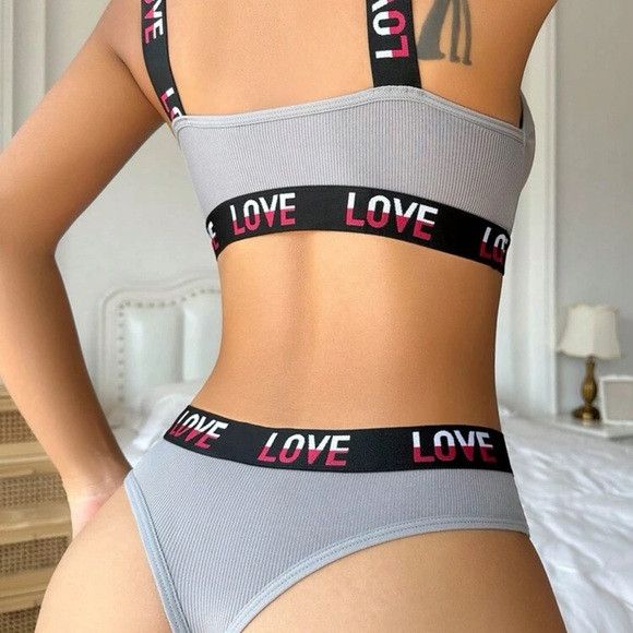 Other Women Letter Tape Bra & Brief Set Size L / US 10 / IT 46 - 3 Thumbnail