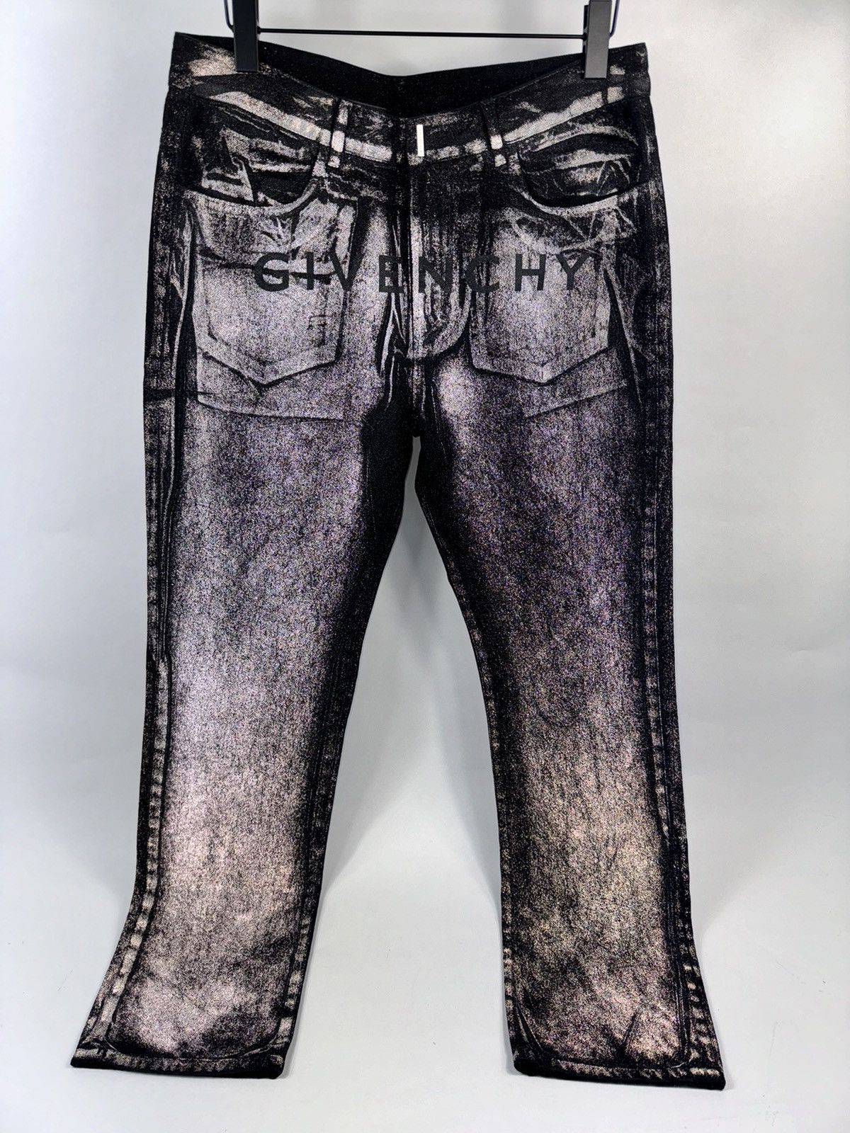 image of Givenchy Printed Reflective Jeans in Black, Men's (Size 34)