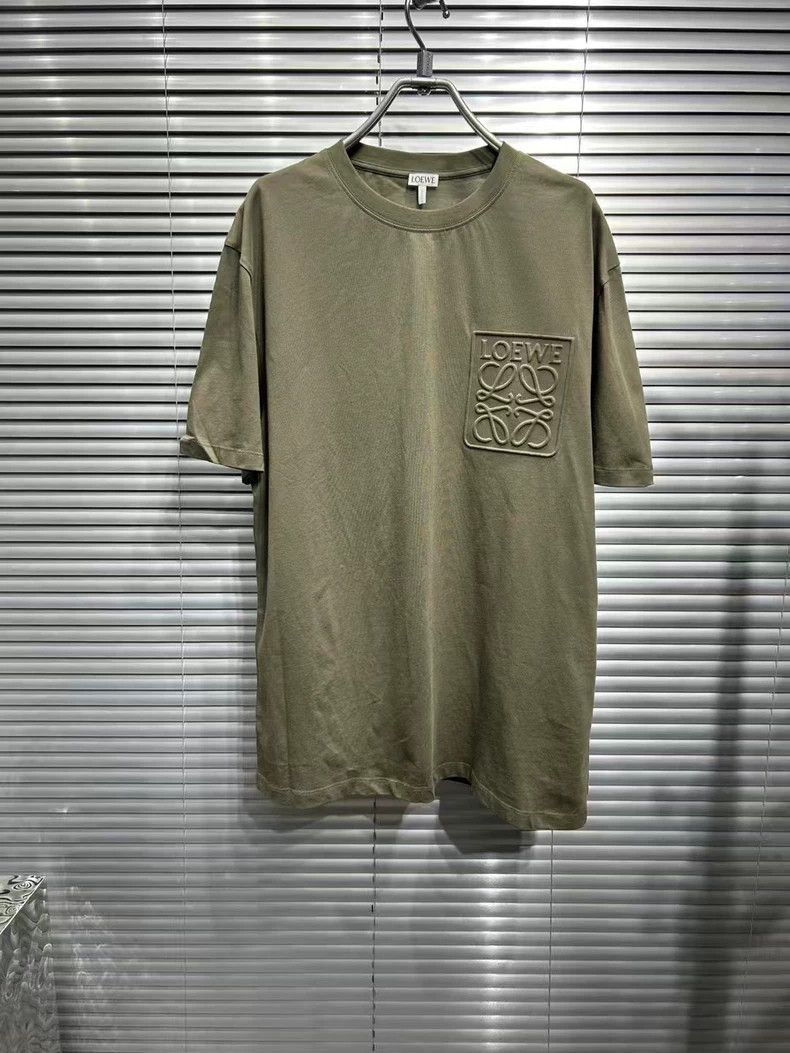 LOEWE Olive green short sleeves with embossed embroidered