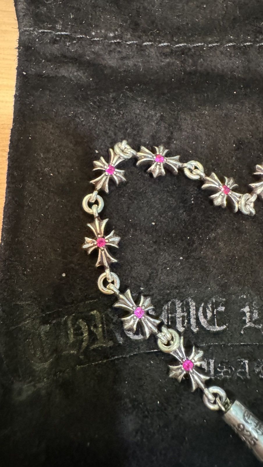 Chrome Hearts Pink Sapphire Tiny E Bracelet *RARE* Size ONE SIZE - 13 Thumbnail
