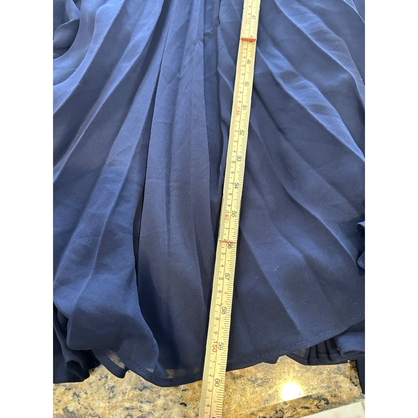 Vintage Fame and Partners Navy Blue Pleated Overlay Sleeveless Long Gown Sz 8 Front Slit Women Maxi Dress Ball Gown Accessories: Pleated Size M / US 6-8 / IT 42-44 - 6 Thumbnail
