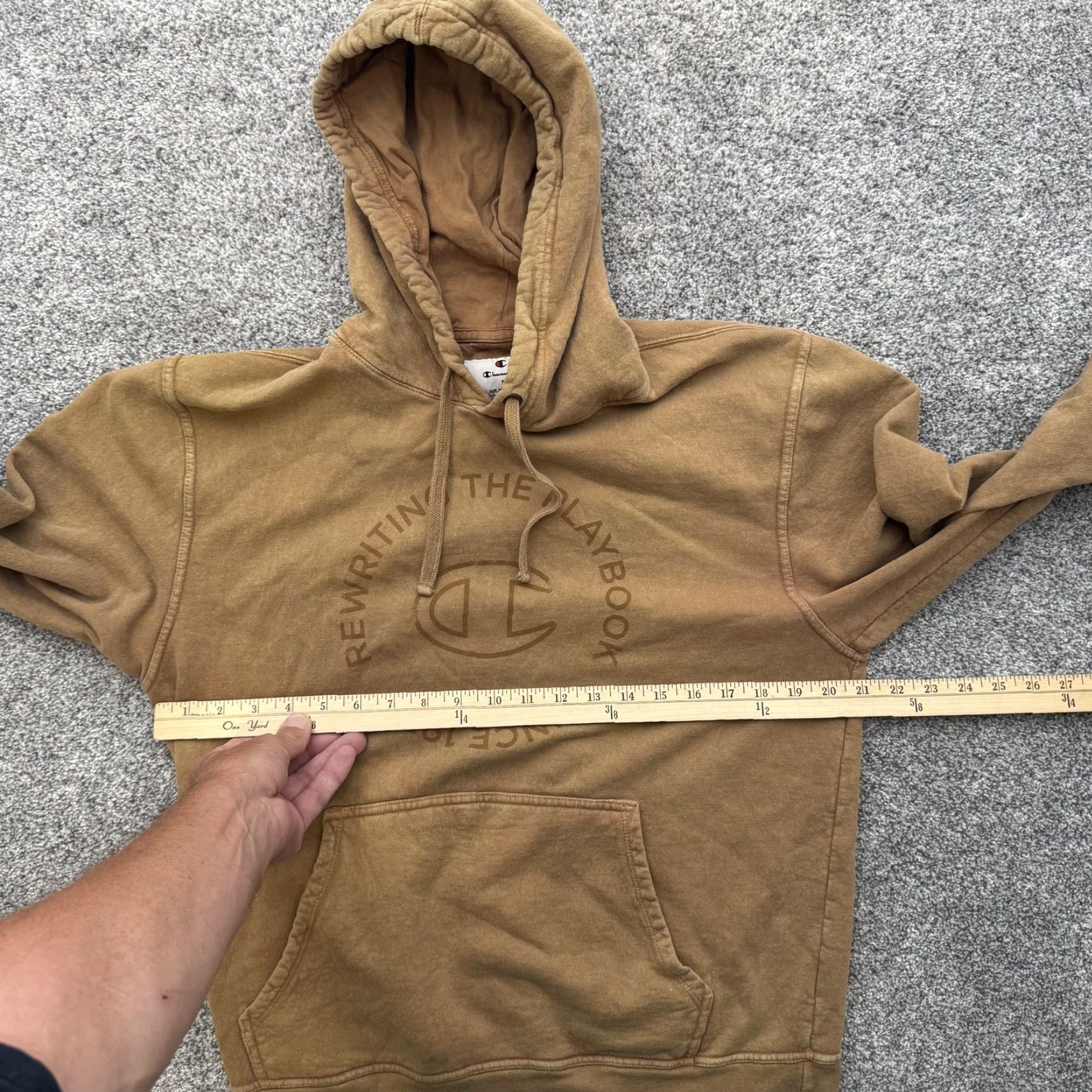 Champion VINTAGE Champion Hoodie Mens Small Pullover Sweatshirt Rewriting the Playbook Since 1919 Brown Graphic Print Pullover Hoodie Mens Small Size US S / EU 44-46 / 1 - 3 Thumbnail