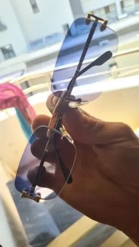 Electric Visual Kimaya x Nami Blue Lence Retro Rectangular Rimles Sunglasess Size ONE SIZE - 5 Thumbnail