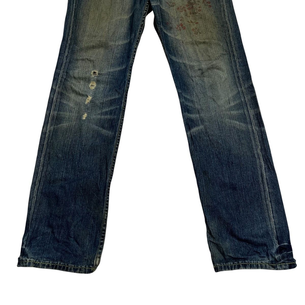 14th Addiction Vintage Takeo Kikuchi Distressed Art Denim Size US 33 - 9 Thumbnail