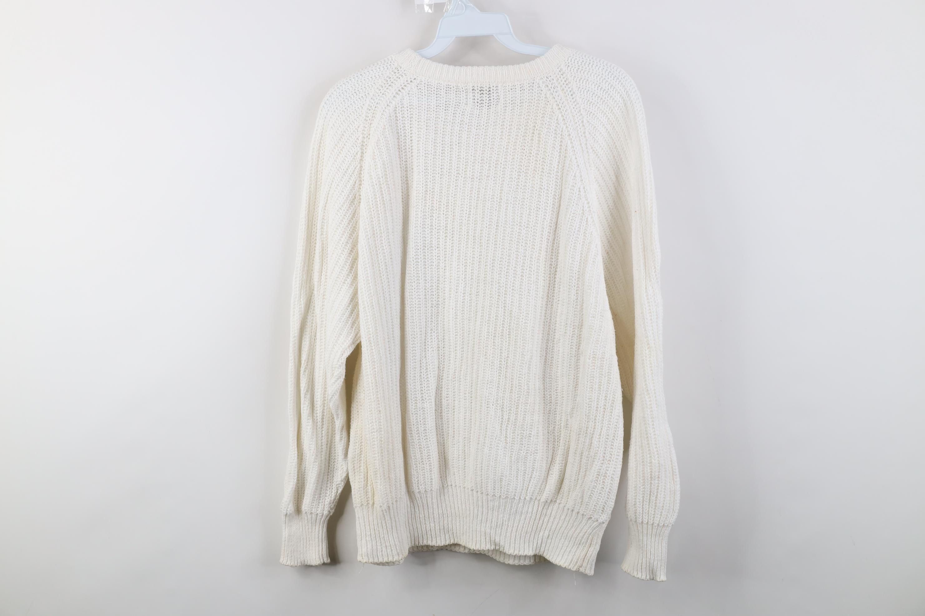 Vintage Vintage 90s Streetwear Chunky Ribbed Crewneck Sweater White Size L / US 10 / IT 46 - 8 Thumbnail