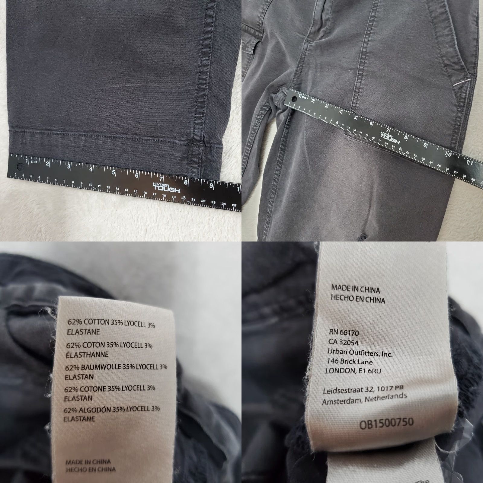 Vintage Pilcro Womens Jeans 29 Black Cargo Distressed Wide Leg Cropped Patch Pockets Size 29" - 9 Thumbnail