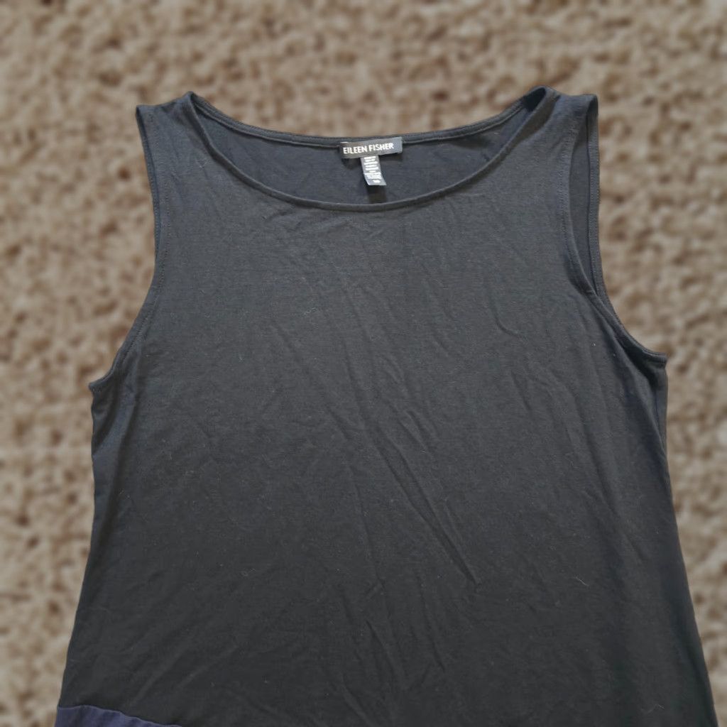Eileen Fisher Eileen Fisher Top Womens Size Small Black Blue Asymmetrical Tank Tunic Stretchy Size S / US 4 / IT 40 - 1 Thumbnail