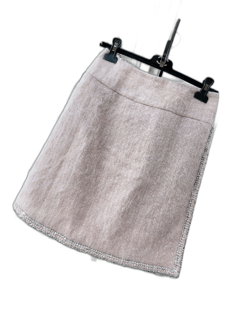 Chanel Cashmere Pink Skirt with Silver Trim