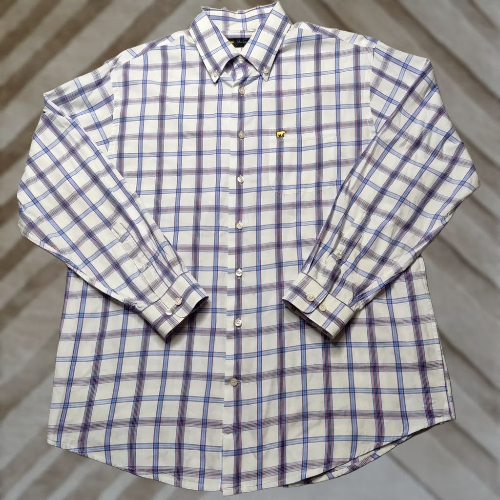 Vintage JACK NICKLAUS Red White Blue Plaid Button-Up Shirt - Men M EUC Size US M / EU 48-50 / 2 - 1 Thumbnail