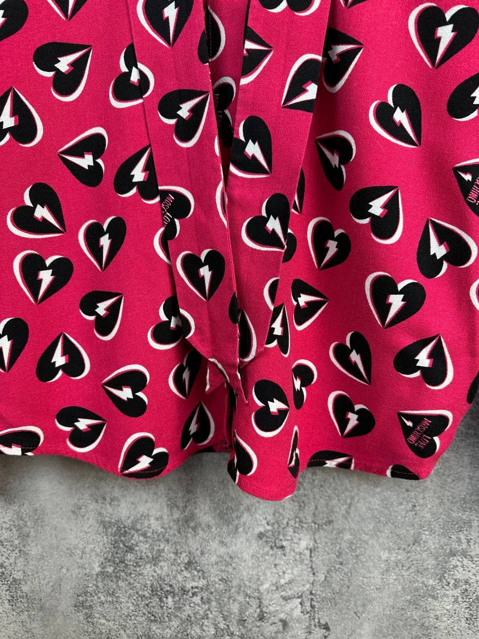 Love Moschino Love Moschino Shirt Allover Thunder Hearts Tie-Neck Collar Size S / US 4 / IT 40 - 8 Thumbnail