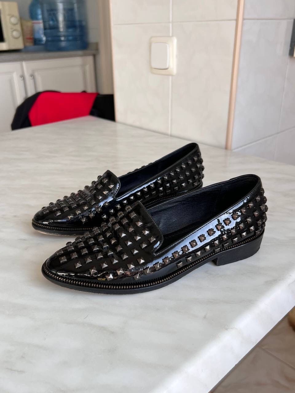 Leather × The Kooples The Kooples Black Leather Loafer Studded Shoes Avant-Garde Size US 7 / IT 37 - 6 Thumbnail