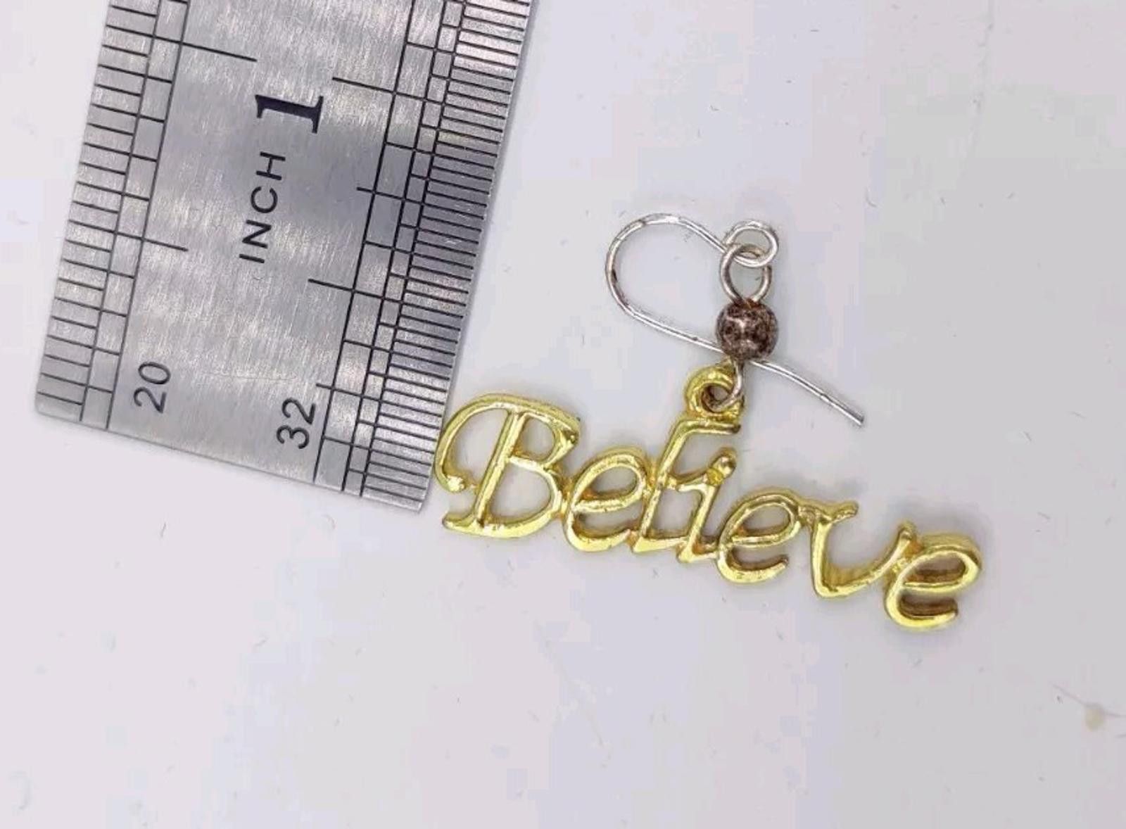The Unbranded Brand BELIEVE Charm Earrings Gold Tone Pierced Hook Great For Chri Size ONE SIZE - 5 Thumbnail