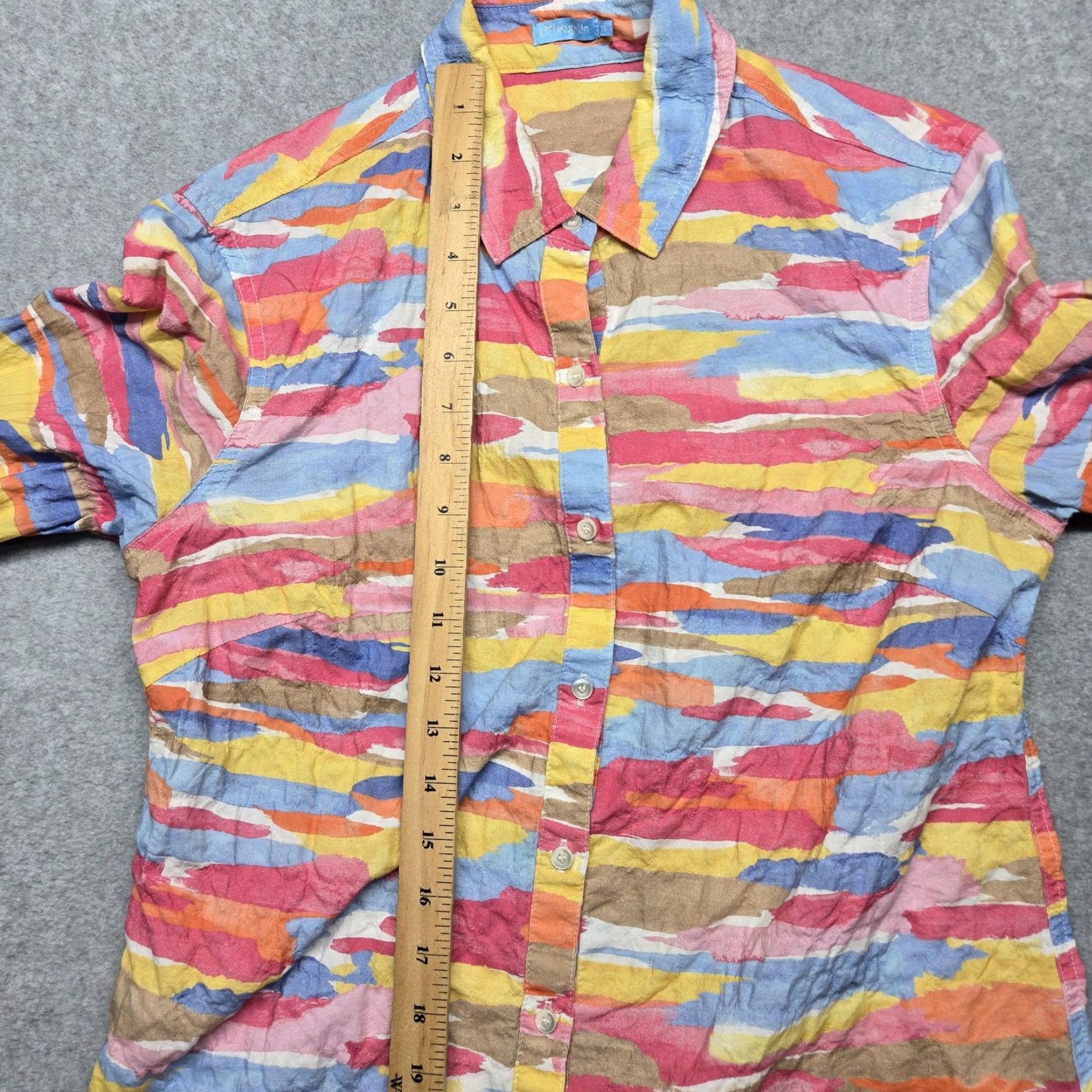 J.McLaughlin J.McLaughlin Shirt Womens XS Multicolor Watercolor Print Button-Down Long Sleeve Size XS / US 0-2 / IT 36-38 - 5 Thumbnail