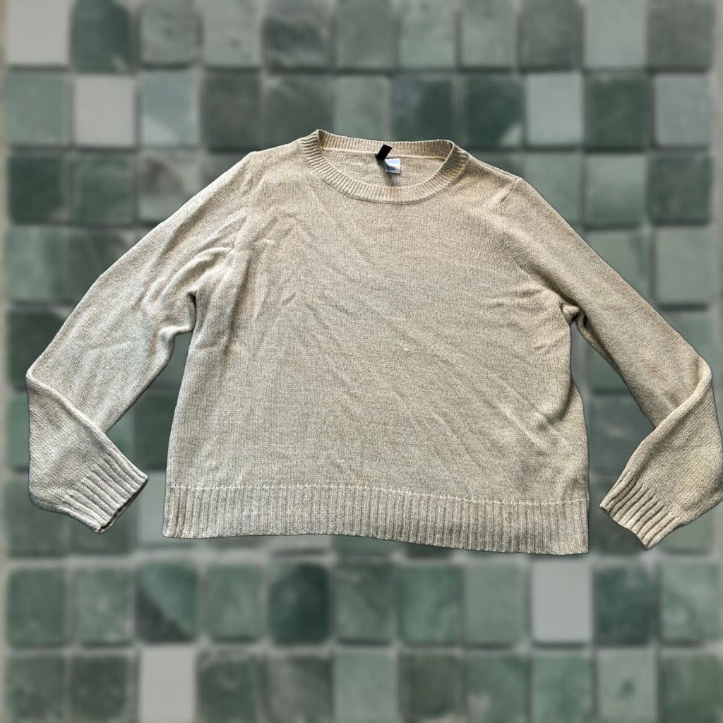 Vintage Divided Sweater Womens Large L Knit Crew Neck Long Sleeve Beige Knit Pullover Regular Size Top Size L / US 10 / IT 46 - 1 Thumbnail