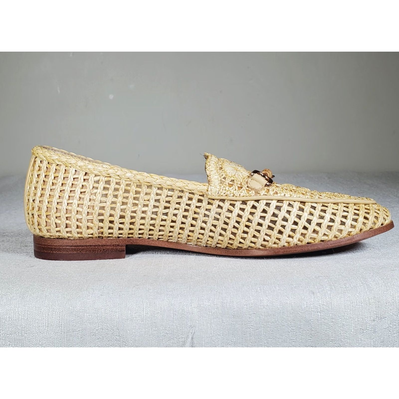 Sam Edelman Sam Edelman Loafers Raffia Lowell in Natural Bamboo Double-E Bit Women's US 6.5 M Shoes Size US 7 / IT 37 - 4 Thumbnail