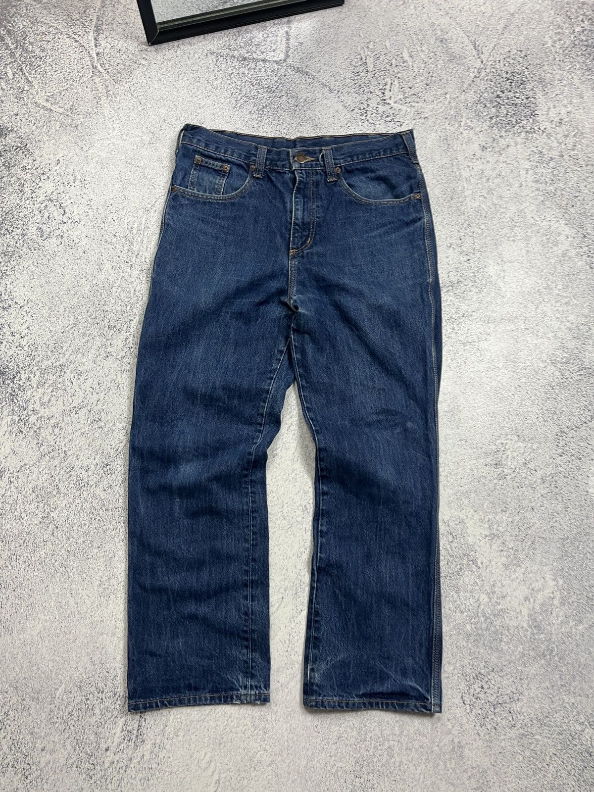 Carhartt × Vintage Carhartt Ranch Jeans Work Pants Faded Blue Denim 33x32 Size US 33 - 10 Thumbnail