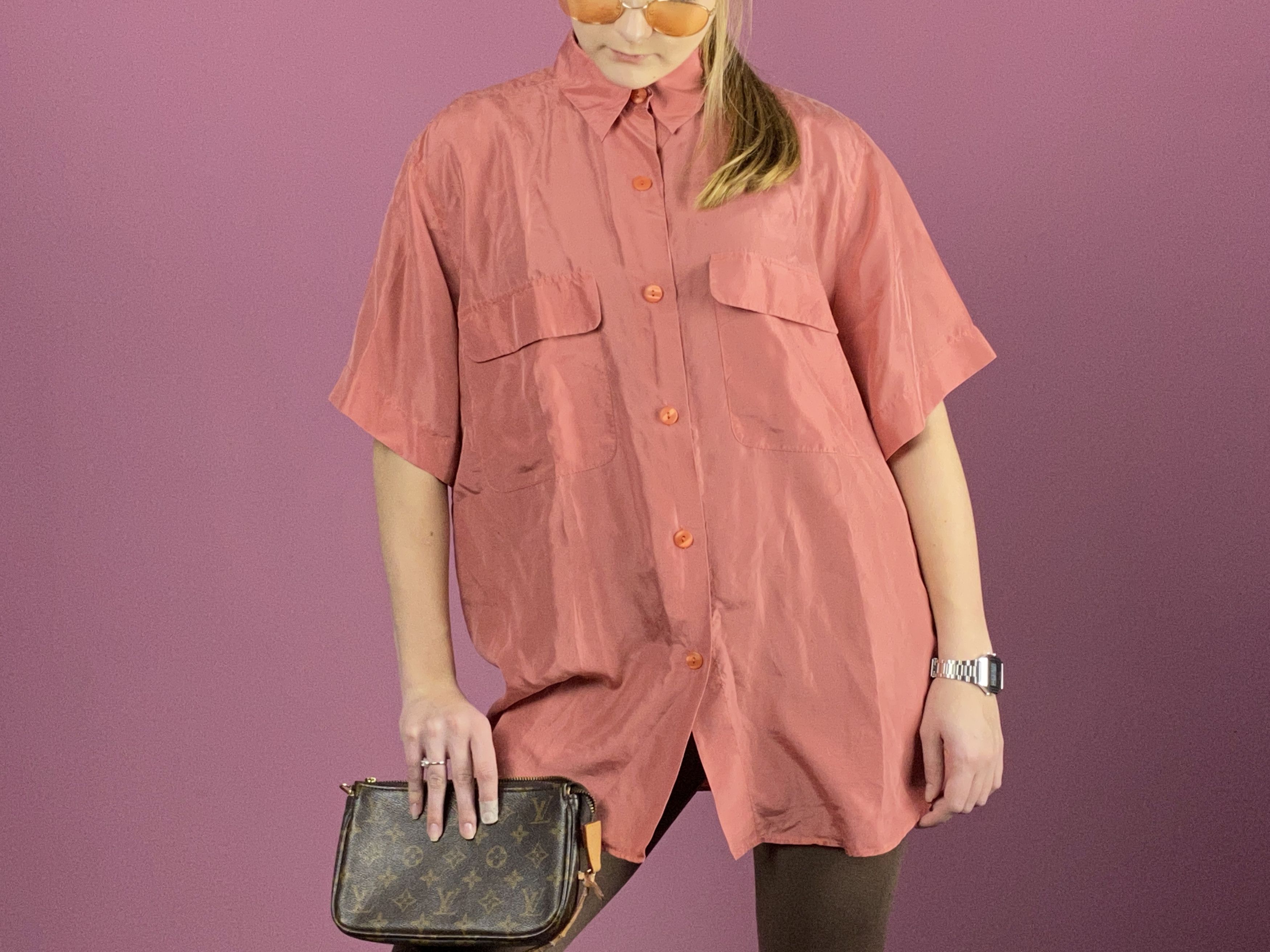 Vintage 90s Vintage Women's Short Sleeve Shirt - L Size L / US 10 / IT 46 - 4 Thumbnail