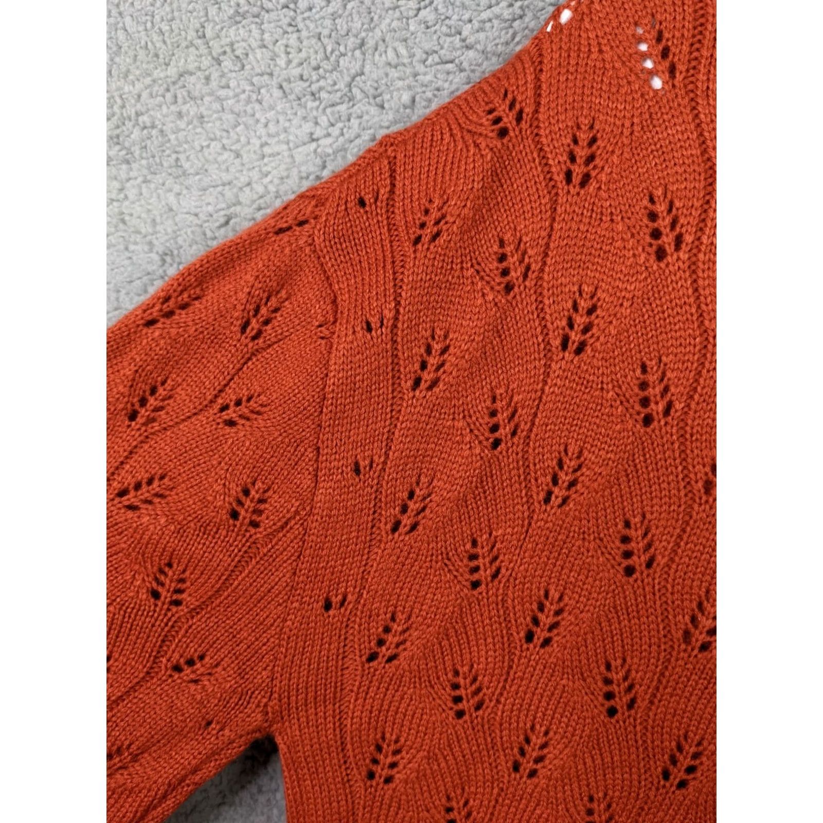 Vintage Tulle Los Angeles Women's Orange Button Up Long Sleeve Sweater Size L/G Knit Regular Pullover All Seasons Casual Modern Knit Orange Womens Size L / US 10 / IT 46 - 5 Thumbnail
