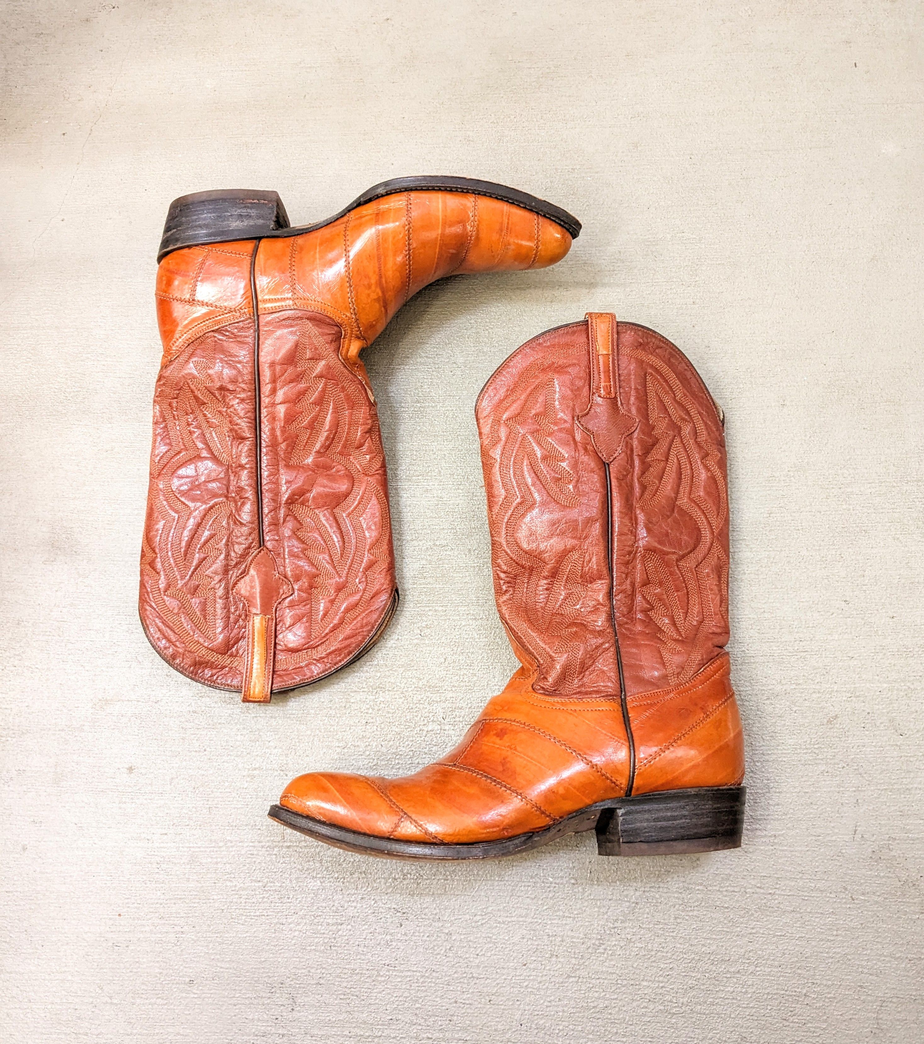 Vintage Cowboy Boots Brown Size 10 Eel Leather Botas Mexico Size US 10 / EU 43 - 1 Preview