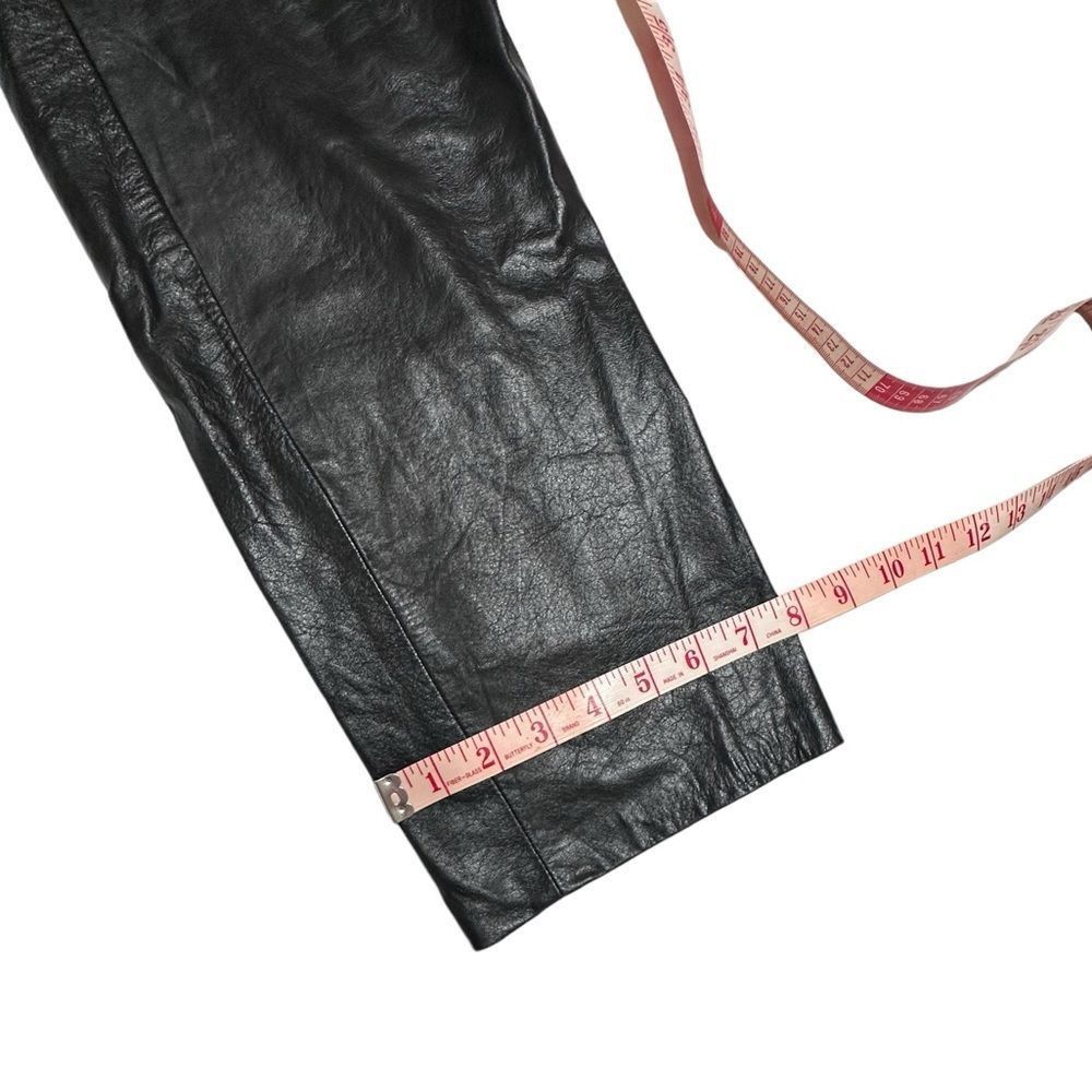 Vintage Vintage Marco Morani Black Leather Straight Leg Moto Pants S Size 26" / US 2 / IT 38 - 3 Thumbnail