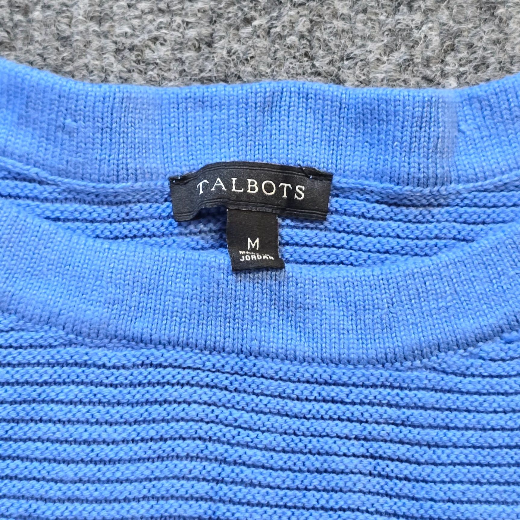 Talbots Talbots Sweater Womens Medium Blue Ribbed Knit Round Neck Long Sleeve Casual Mens? Size M / US 6-8 / IT 42-44 - 3 Thumbnail