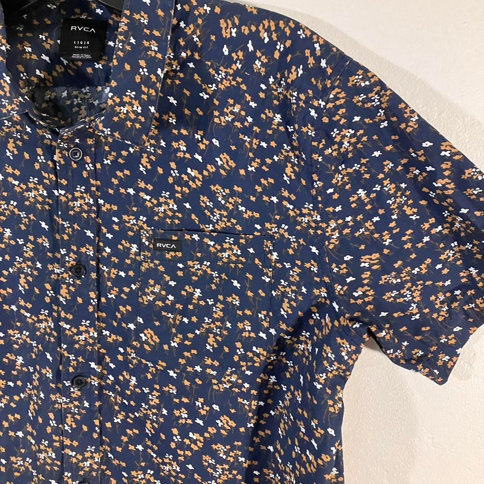 RVCA RVCA Shirt Short Sleeve Button Up Blue Floral Pattern Size US L / EU 52-54 / 3 - 2 Thumbnail
