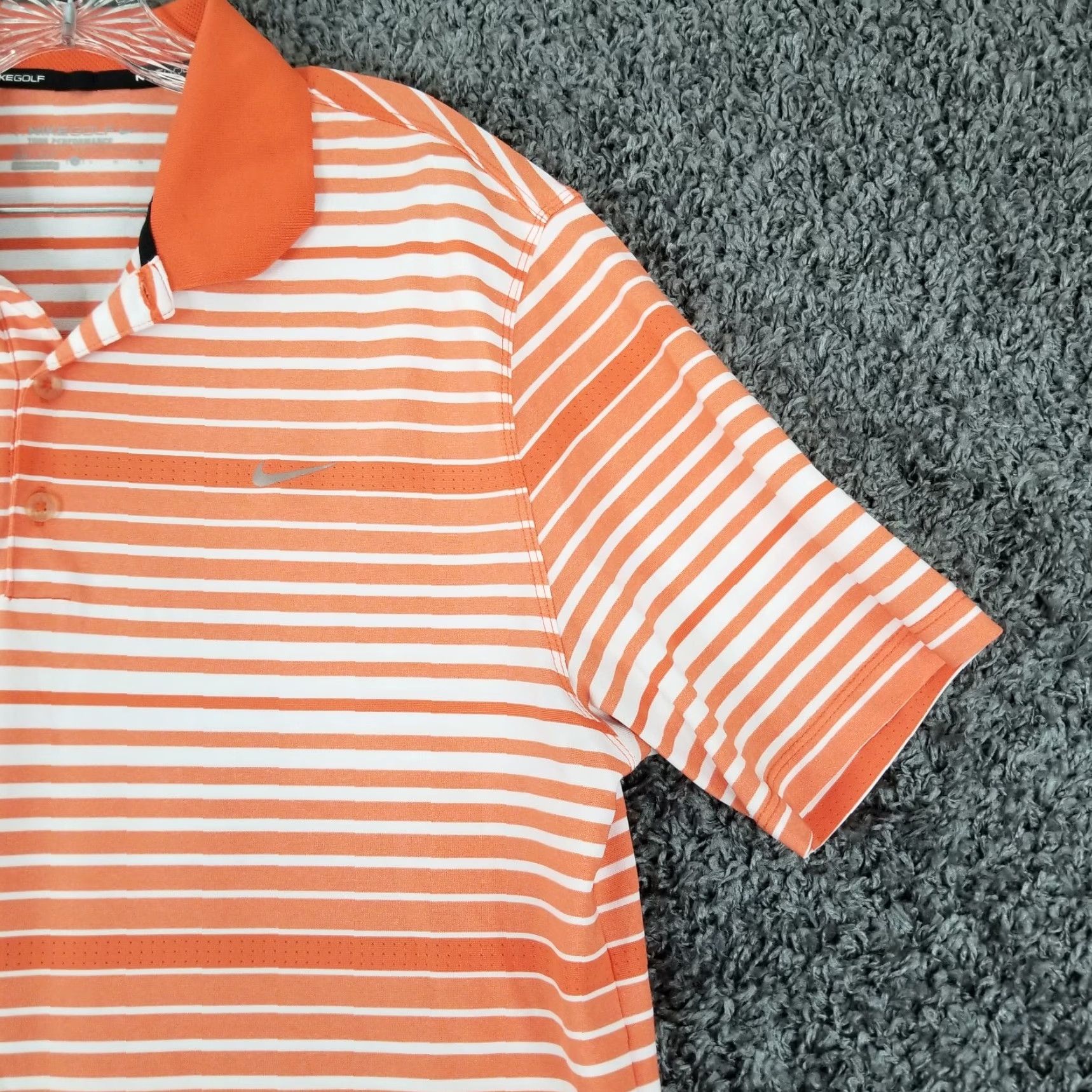 Nike NIKE GOLF Orange Striped Polo Shirt Short Sleeve Activewear Men’s Size L Size US L / EU 52-54 / 3 - 3 Thumbnail