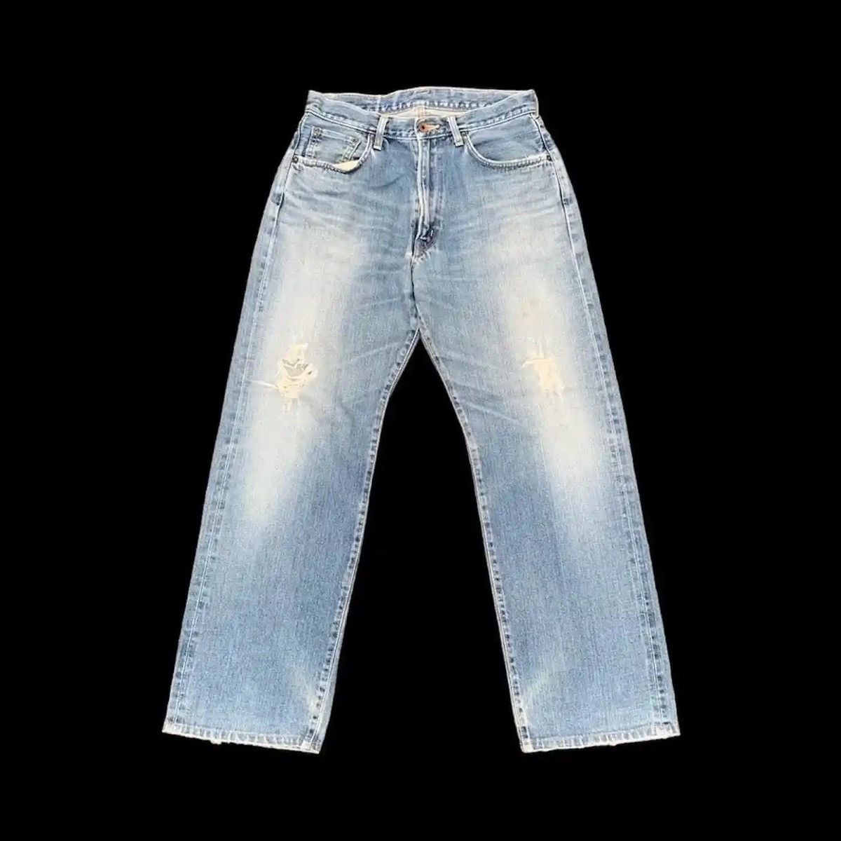 image of Redline Japanese Vintage Selvedge Distressed Denim Pants in Blue, Men's (Size 29)