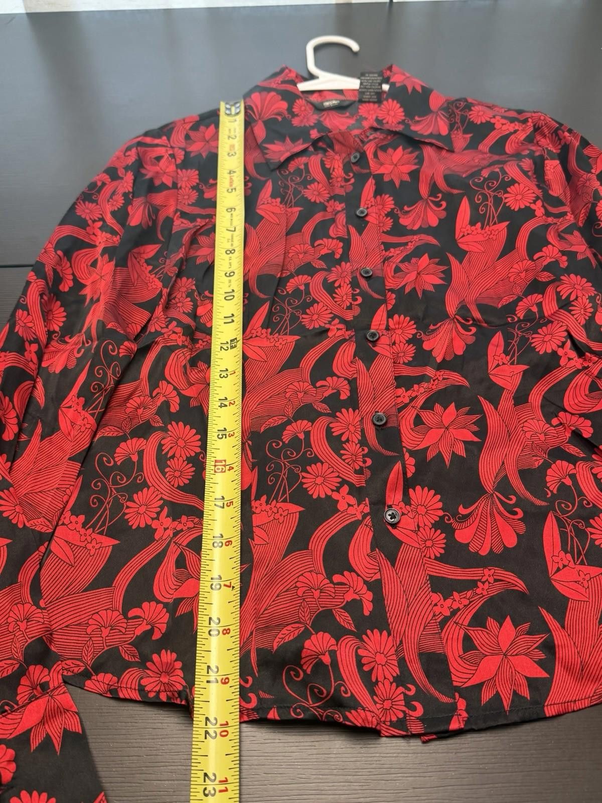 Mossimo Mossimo 100% Silk Red Black Floral Button Top Blouse Y2K S Size S / US 4 / IT 40 - 4 Thumbnail